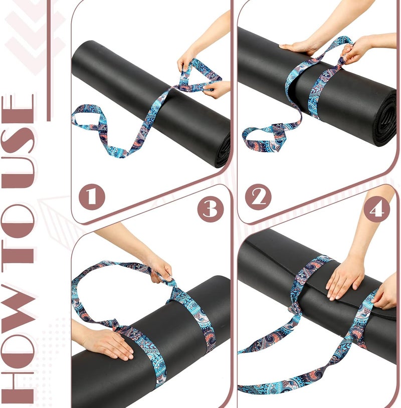 Minatee 2 Pcs Yoga Mat Strap Sling Adjustable Thick Mat Carrier Stretching Strap Yoga Mat Sling Holder Women Stretching Band - Image 3